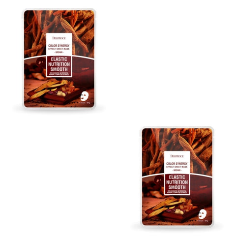 Deoproce Color Synergy Effect Sheet Mask Brown Red Ginseng and Oriental Herbal Complex Extract 20g*10ea