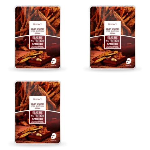 Deoproce Color Synergy Effect Sheet Mask Brown Red Ginseng and Oriental Herbal Complex Extract 20g*15ea