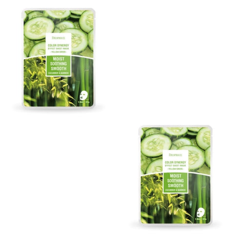 Deoproce Color Synergy Effect Sheet Mask Yellow Green Cucumber and Bamboo 20g*10ea