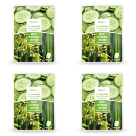 Deoproce Color Synergy Effect Sheet Mask Yellow Green Cucumber and Bamboo 20g*20ea