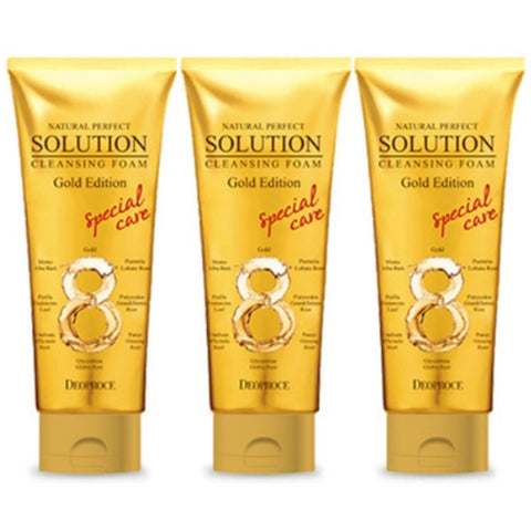Deoproce Natural Perfect Solution Cleansing Foam Gold Edition 170g*3Pcs