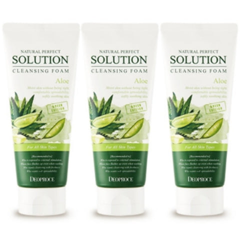 Deoproce Natural Perfect Solution Cleansing Foam Aloe 170g*3Pcs