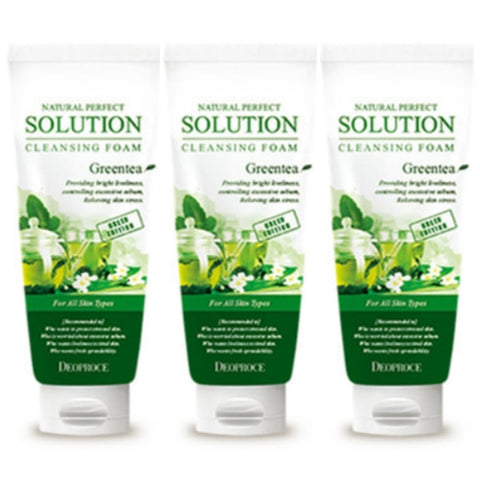 Deoproce Natural Perfect Solution Cleansing Foam Green Tea 170g*3Pcs