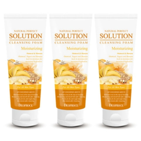 Deoproce Natural Perfect Solution Cleansing Foam Oatmeal and Banana 170g*3Pcs