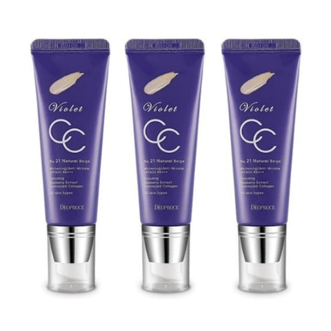 Deoproce Violet CC Cream No.21 Natural Beige SPF50+ PA+++ 50g*3Pcs