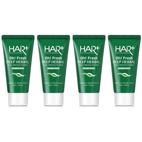 Hair Plus Oh Fresh Deep Herbal Scalp Cleansing Shampoo 50ml*4Pcs