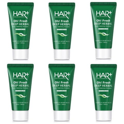 Hair Plus Oh Fresh Deep Herbal Scalp Cleansing Shampoo 50ml*6Pcs