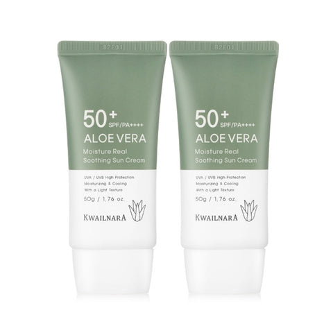 Kwailnara Aloe Vera Moisture Real Soothing Sun Cream SPF50+ PA++++ 50g*2Pcs
