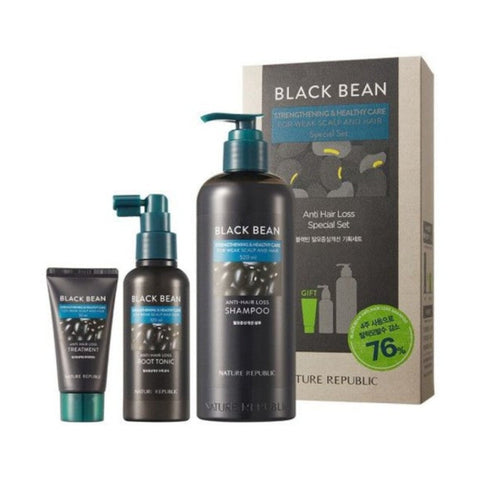 Nature Republic Black Bean Shampoo Treatment Hair Tonic 3 Pieces Set