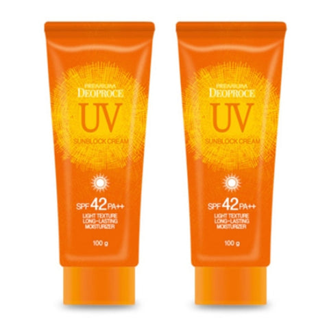 Premium Deoproce UV Sun Block Cream SPF42 PA++ 100g*2Pcs