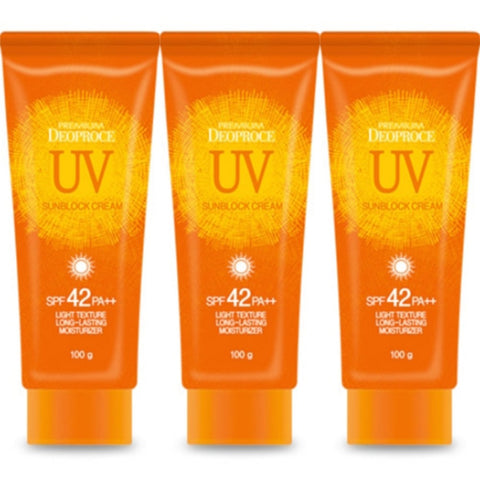 Premium Deoproce UV Sun Block Cream SPF42 PA++ 100g*3Pcs