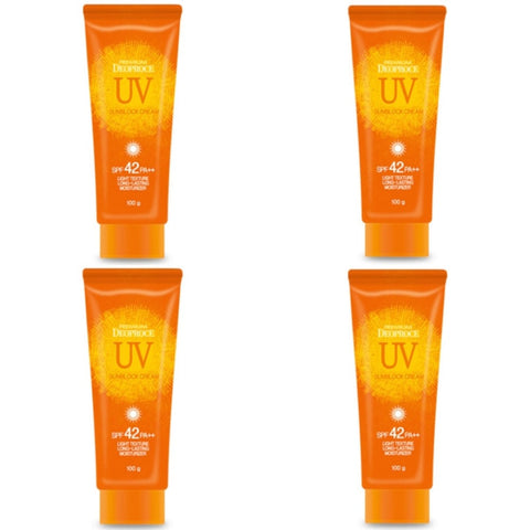 Premium Deoproce UV Sun Block Cream SPF42 PA++ 100g*4Pcs