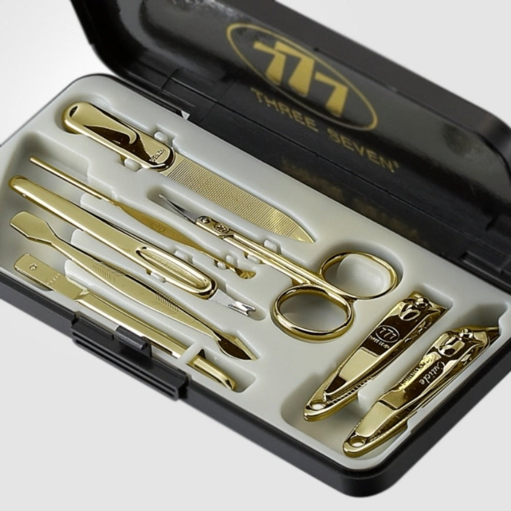 777 Three Seven Gold Nail Clippers 8 Pieces Beauty Set TS-037G Made in Korea