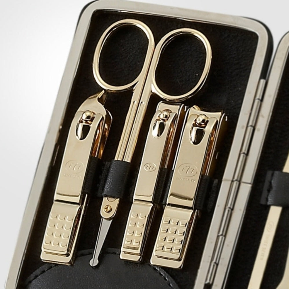777 Three Seven Gold Nail Clippers 9 Pieces Beauty Set TS-343EXG Made in Korea
