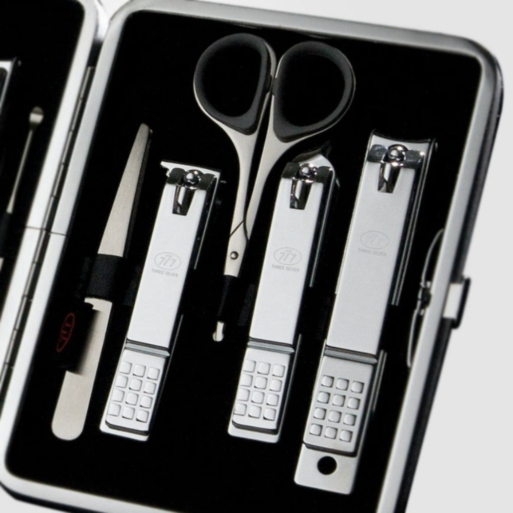 777 Three Seven Silver Nail Clippers 11 Pieces Beauty Set TS-393C Made in Korea