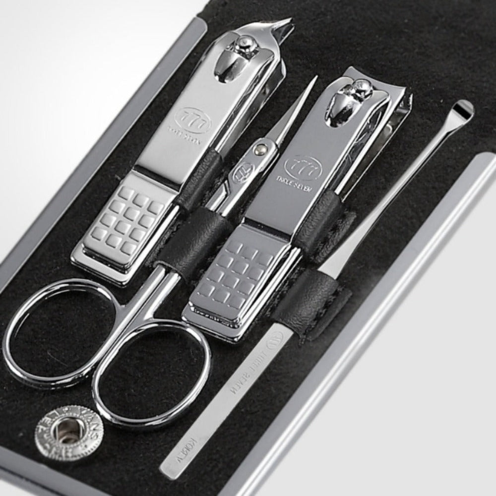 777 Three Seven Silver Nail Clippers 8 Pieces Beauty Set TS-920C Made in Korea