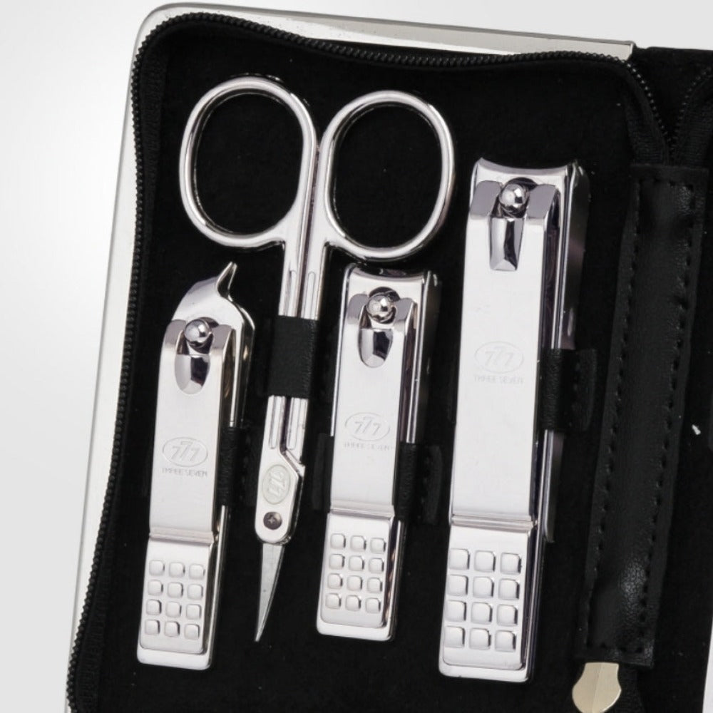 777 Three Seven Silver Nail Clippers 9 Pieces Beauty Set TS-940C Made in Korea