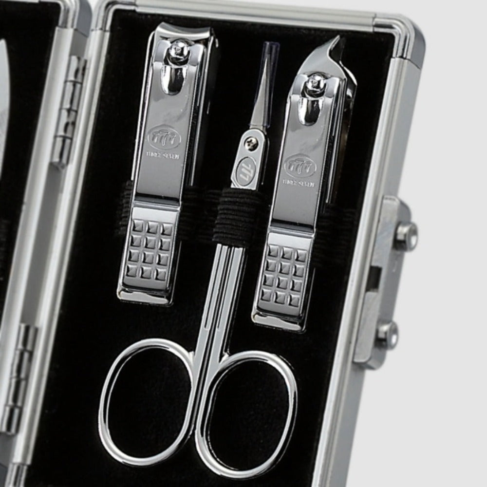 777 Three Seven Silver Nail Clippers Set 7 Pieces TS-16100SC Made in Korea