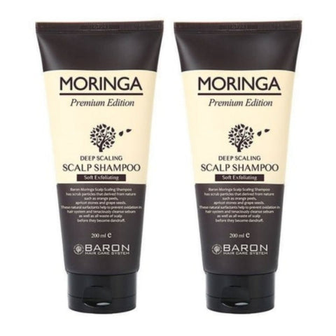 Baron Moringa Deep Scaling Scalp Soft Exfoliating Shampoo 200ml*2Pcs
